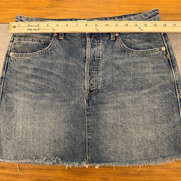 Free People We The Free High Rise Distressed Denim Mini Skirt Size 29 - Picture 11 of 12